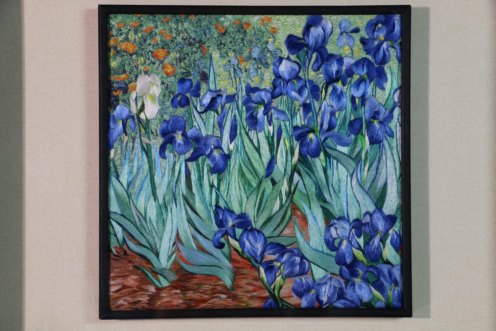 Handmade Iris Embroidery Wall Art – Floral Silk Embroidery Decoration ...